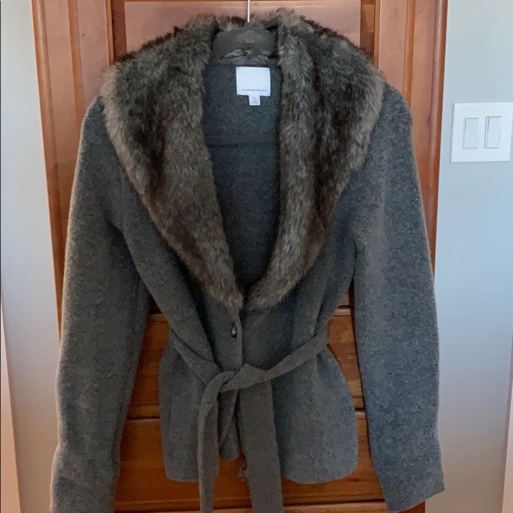 Fur trimmed sweater